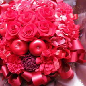 金婚式 お祝い 還暦祝い 花束風 フラワーギフト 赤バラいっぱい 赤バラ プリザーブドフラワー入りギフト　◆還暦祝いプレゼント・記念日