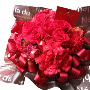 還暦祝い 枯れない 赤バラ 花束風 プリザーブドフラワー入りギフト ケース付き 赤バラいっぱい ◆金婚式のプレゼントに