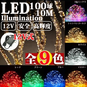 LEDイルミネーション ジュエリーライト 12V電源 10m 100球 ワイヤー クリスマスライト クリスマスツリー