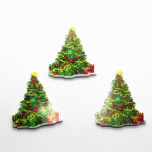 クリスマスツリーフラットアクリルパーツ/1個販売 おもしろ ユニーク 面白い 個性的 アクセサリー ピアス パーツ プラスティック 貼り付