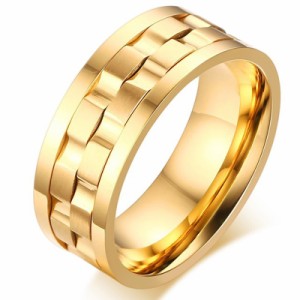 ゴールドサンシャインスピンステンレスリング（ZRO037）サイズ/21号  指輪 サージカルステンレス316L 回転 周る スピンリング 金色 面白