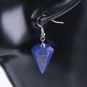 ピラミッドドロップラピスラズリステンレスピアス 1個販売 青色 ブルー ラピス 天然石風 ダイヤモンド型  揺れる シンプル 20G 20ゲージ 