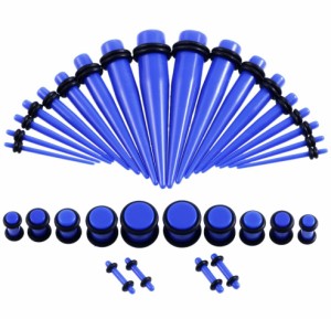[青色 ボディピアス 2個セット] アクリル 拡張器 プラグ ブルー 14ゲージ 14G 12ゲージ 12G 10ゲージ 10G 8ゲージ 8G 6ゲージ 6G 4ゲージ