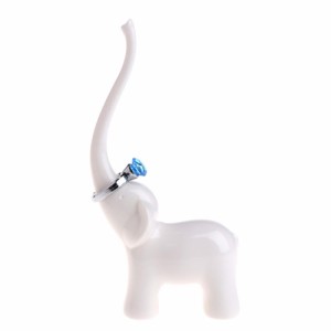 エレファントリングスタンド(ホワイト)  1個販売 おもしろ 面白い インテリア 置物 可愛い ゾウ 象 アニマル 象の鼻 雑貨 ディスプレイ 