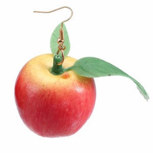 3D りんご リアルステンレスピアス/1個販売 20G 20ゲージ 果物 食玩 食べ物 フルーツ アップル 林檎 リンゴ おもしろ オモシロ サージカ