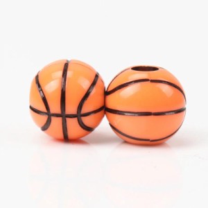 [穴開き 4mm用] 12mmバスケットボールアクリルビーズ/5個セット 籠球 おもしろ ユニーク 面白い 個性的 ピアス パーツ プラスティック 4m
