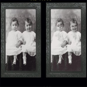 [3D ゴースト フォトフレーム 動く肖像画] 双子 赤ちゃん 女の子 変化 ウォールデコレーション ゾンビ ハロウィン  幽霊 ゴースト 不気味
