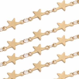 スターゴールドステンレスチェーン 10cm単位 金色 金メッキ 星 星型 人気 自分で作る DIY ネックレス ブレスレット アンクレット パーツ 