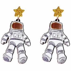 [おもしろい ピアス] 宇宙飛行士ピアス(1ペア) 両耳 20G 20ゲージ 面白い ハロウイン ユニーク メンズ レディース アクリル プレゼント 