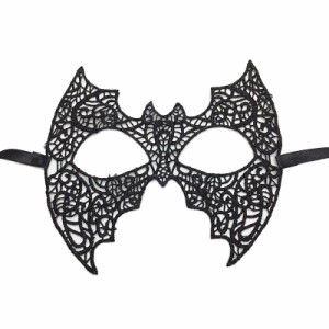 ブラックレースアイマスク（バット） 仮面 舞踏会 大人ハロウィン ハロウィーン レース ボンデージ風 黒い 黒色 仮装 コスチューム 変装 
