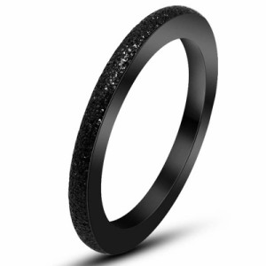 ブラックサンドストームステンレスリング（LRC382） サイズ/10号/12号/15号/23号 ラメ 黒色 細い スリム キラキラ 指輪 サージカルステン