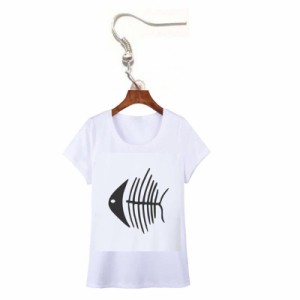 ボーンフィッシュTシャツ リアルステンレスピアス/1個販売 20G 20ゲージ 骨 魚 サカナ ティーシャツ 可愛い おもしろ オモシロ サージカ