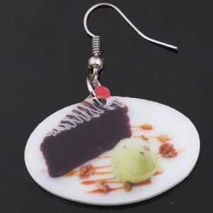 チョコレートケーキとアイス リアルステンレスピアス/1個販売 20G 20ゲージ デザート スイーツ 喫茶店 カフェ レストラン 面白い おもし