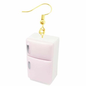 [3D おもしろ ピアス] ピンクの冷蔵庫 ステンレスピアス/1個販売 20G 20ゲージ メンズ レディース 家電 電気屋さん 2ドア ユニーク 個性