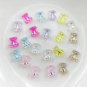 6mmx8mm ベアーアクリルパーツ/10個アソート 熊 クマ アニマル 動物 ヌイグルミ 人気 クラフト用 DIY用 爪 メンズ レディース フラットパ