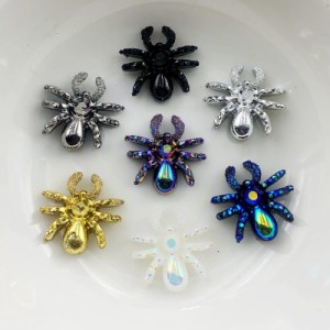 13mmx13mm スパイダーアクリルパーツ/10個セット クモ 蜘蛛 くも 金色 ゴールド ブラック 黒色 白色 人気 クラフト用 DIY用 爪 メンズ レ