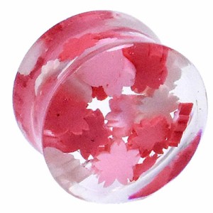 [ボディピアス アクリル ダブルフレア ] 桜の花アクリルプラグ ボディーピアス 0G 0ゲージ 00G 00ゲージ 12mm 12.0mm 12ミリ ハーフイン