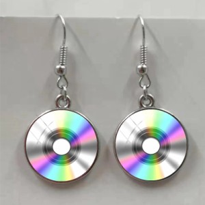 [ファッションピアス 20G ] CD ステンレスピアス/1個販売 片耳用 サージカルステンレス316L 20ゲージ メンズ レディース DJ ダンス ディ