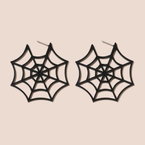 ブラックアクリルスパイダースタッドピアス 1ペア 20G 20ゲージ ハロウィーン ハロウイン 仮装 メンズ レディース 男子 女子 黒色 キャッ