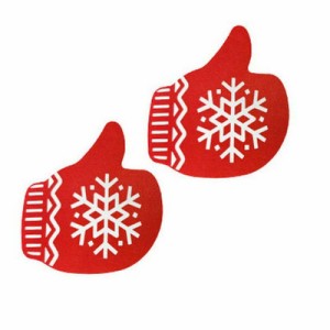 スノーフレークグローブニップルステッカー 1ペア販売 雪の結晶 冬 てぶくろ 手袋 ユキ 赤色 レッド 乳首 シール 貼る 下着 ブラ ランジ