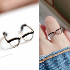 [フリーサイズ 指輪 ] 黒縁メガネ ファランジリング 1個 サイズ/09号 メンズ レディース おしゃれ 面白い リアル 眼鏡 めがね 足の指輪 