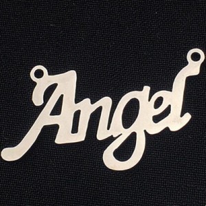 アルファベットメッセージコネクトステンレスパーツ（Angel） 1個販売 ジョイントパーツ コネクター 繋ぐ つなぐ 2穴 穴あき つなげる メ