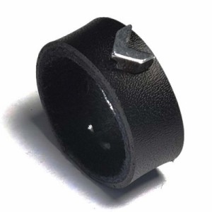 シルバーアローパンクレザーリング 1個販売 サイズ/13号/23号 黒革の指輪 ブラックレザー 黒い皮 メンズ レディース ペアリング 親指 薬
