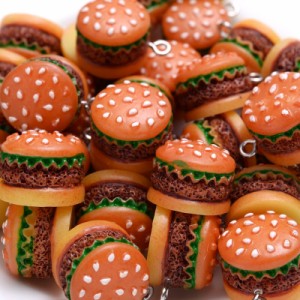 ハンバーガー アクリルパーツ/1個販売 DIY クラフトパーツ 面白い おもしろい プラスティック 食品サンプル 部品 ハンドメイド 3D 立体 