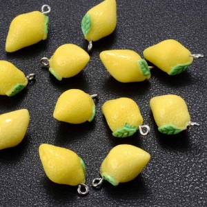 レモン アクリルパーツ/1個販売 DIY クラフトパーツ 面白い プラスティック 食品サンプル 部品 ハンドメイド 3D 立体 ピアス イヤリング 