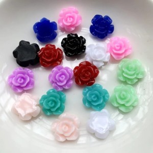 13ミリ ローズアクリルパーツ/1個販売 13mm フラワー バラ 薔薇 花 ピアス チャーム ヘアゴム アクセサリー プラスティック イヤリング 