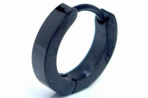 細身のシンプルな黒いブラックフープピアス （2.5mmx13.5mm） 1個販売 フープピアス リングピアス サージカルステンレス綺麗 メンズ レデ