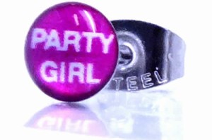 メッセージステンレスピアス（PARTY GIRL）/1個販売 個性的 英語 面白 サージカルステンレス316L 20G 20ゲージ メンズ レディース 金属ア