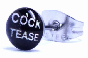 メッセージステンレスピアス（COCK TEASE）/1個販売 英語 面白 個性的 ユニーク サージカルステンレス316L 20G 20ゲージ メンズ レディー