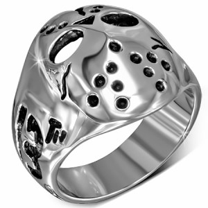 アイスホッケーステンレスリング（RMT435） アイスホッケーのキーパーのマスク サイズ/16号/21号/23号/26号/28号 おもしろ ユニーク 指輪