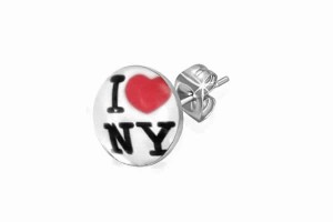 I LOVE NYステンレスピアス 1個販売 英語 メッセージ アイラブニューヨーク 20G 20ゲージ サージカルステンレス メンズ レディース キャ