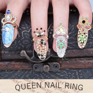 クィーンネイルリング 1個販売 チップリング ネイル 指先の指輪 爪の指輪 ネール 01号 スモールサイズ 小さいサイズ ピンキーリング 女子