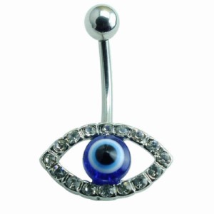 [14G ヘソピアス ボディピアス ] ブルーアイズ へそピアス 14g 14ゲージ 青い目玉 メダマ 眼 おもしろ 面白い 個性的 ユニーク ラインス