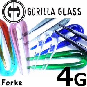 [ 4G GORILLA GLASS ボディピアス ] ゴリラグラスフォーク 4ゲージ Forks 4ga ホーク ゴリラグラスジュエリー 海外ブランド 金属アレルギ