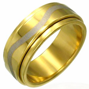 ゴールドロードスピンリング（RSG009）サイズ/20号 ステンレスリング 回転する指輪 まわす 金色 サージカルステンレス316L メンズ レディ