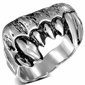 バンパイアファングステンレスリング（RMT400）サイズ/29号 牙 歯 モンスター オモシロ 指輪 サージカルステンレス316L メンズ レディー