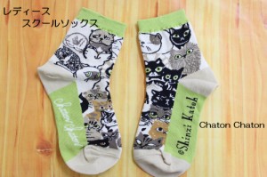 Shinzi Katoh　シンジカトウ　レディースミドルソックス　Chaton Chaton　猫