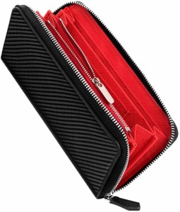 5692 長財布 デザイン性と使いやすさにへのこだわり YKK製ファスナー 黒赤