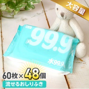 おしりふき 流せる 純水99.9％ トイレに流せる 60枚×48個 計2,880枚 大容量 お得用 限りなく水に近い安心 レック