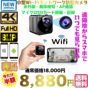 【送料無料・税込み】最新 超小型 TBH-102 4K マイクロ 防犯 カメラ wi-fi ワイド アングル プッシュ通知 スマホ i-phone android 大型バ