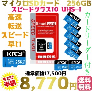 【送料無料・税込み】Micro SD 256 GB マイクロ SD card class 10 クラス UHS 1 SDXC カード カードリーダー 付き TF 記録 録画 録音 写