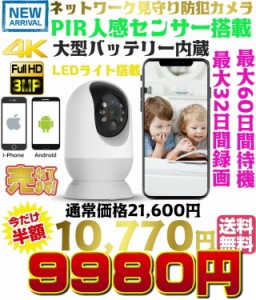 【送料無料・税込み】最新 TB-PW1 4K 3M 300万画素 5倍 ズーム PIR 人感センサー 防犯カメラ Wi-Fi LED ライト 照明 小型 相互音声 ミニ 