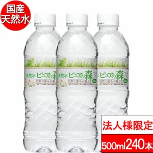 法人様限定 送付先：中部・関東・関西限定 送料無料 ピュアの森 天然水 500ml 24本×10箱（計240本）国産 ミネラルウォーター まとめ買い