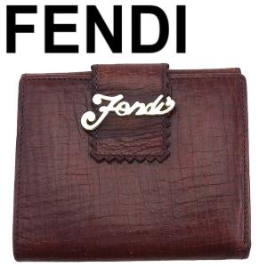 フェンディ FENDI 三つ折り財布 ズッカ ダークブラウン×ベージュ