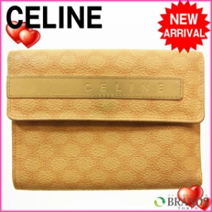 【ラスト1点】 セリーヌ 三つ折り財布 マカダム ベージュ×ブラウン CELINE 三つ折りサイフ サイフ 財布 折りタタミ 三つ折り財布 財布 