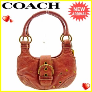 コーチ ショルダーバッグ ワンショルダー スタッズ ピンク系 レザー COACH バッグ バック 肩掛け 収納 バッグ 1点物 T11455 中古